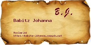 Babitz Johanna névjegykártya